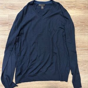 Banana Republic Extra Fine Merino Slim Fit Navy V-Neck Sweater